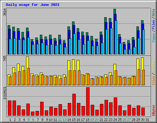 Daily usage for June 2021