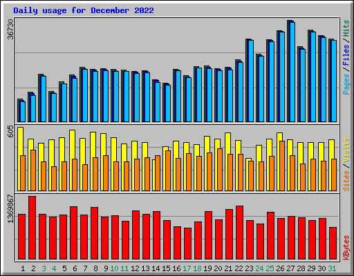 Daily usage for December 2022